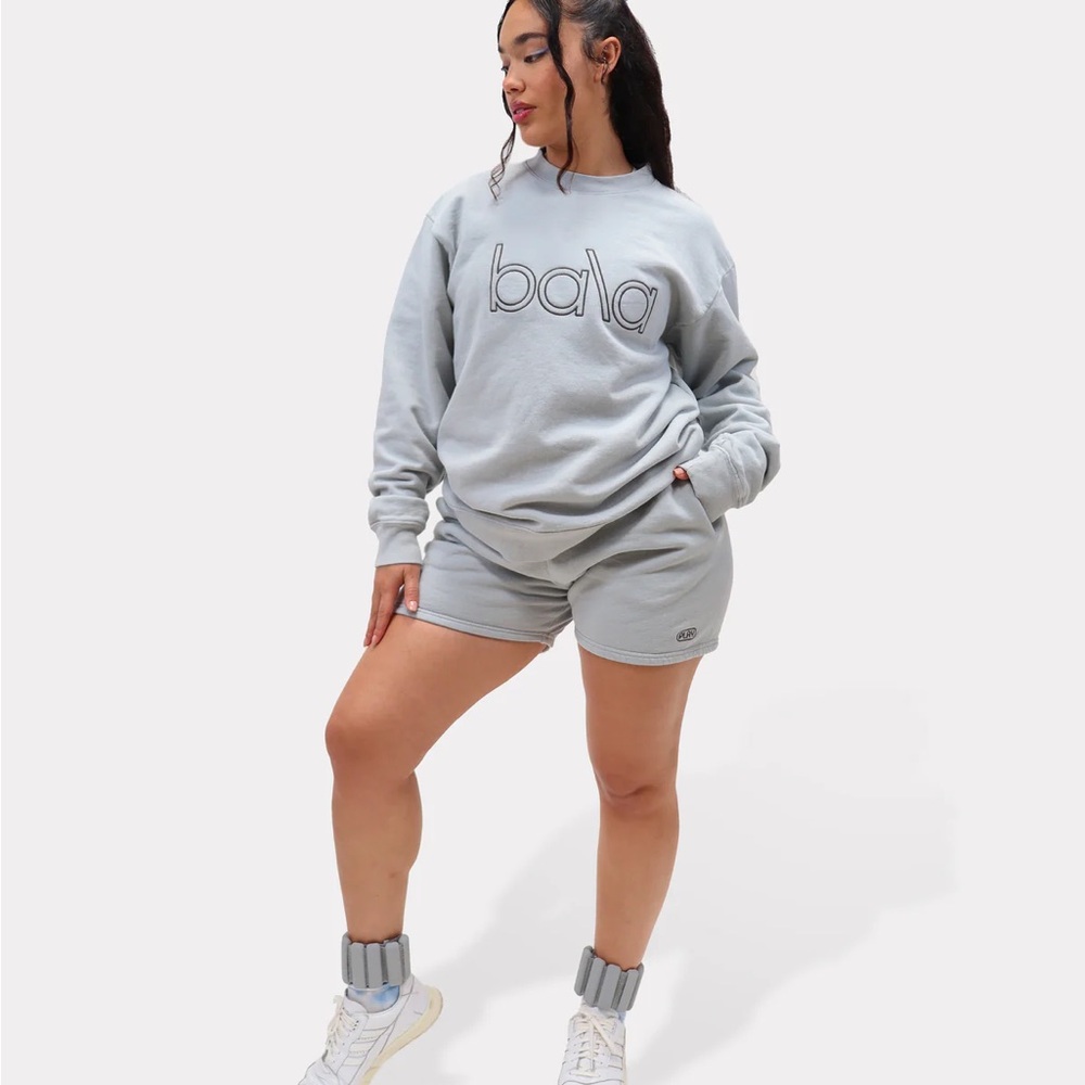 Bala Heather Gray Women's Crewneck and Sweat shorts set